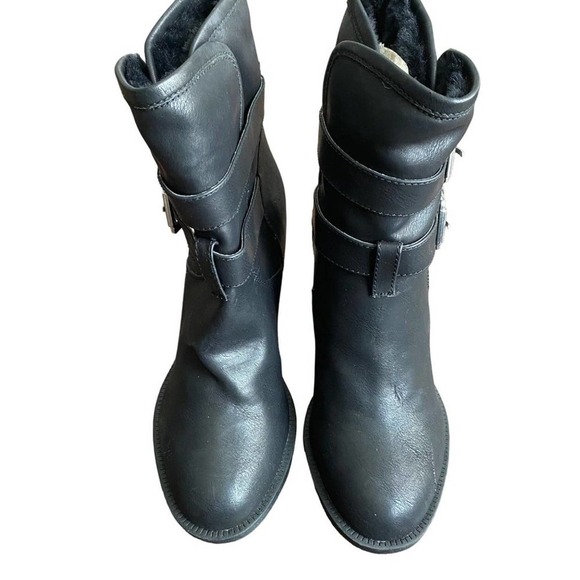 Steve Madden Sz 6‎ winter calf buckle wedge heel boots NWT - Picture 1 of 6